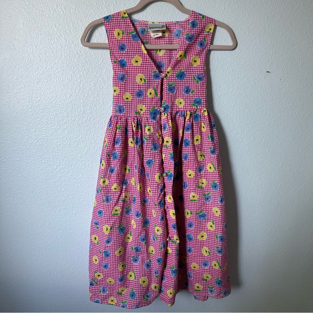 Floral gingham babydoll dress